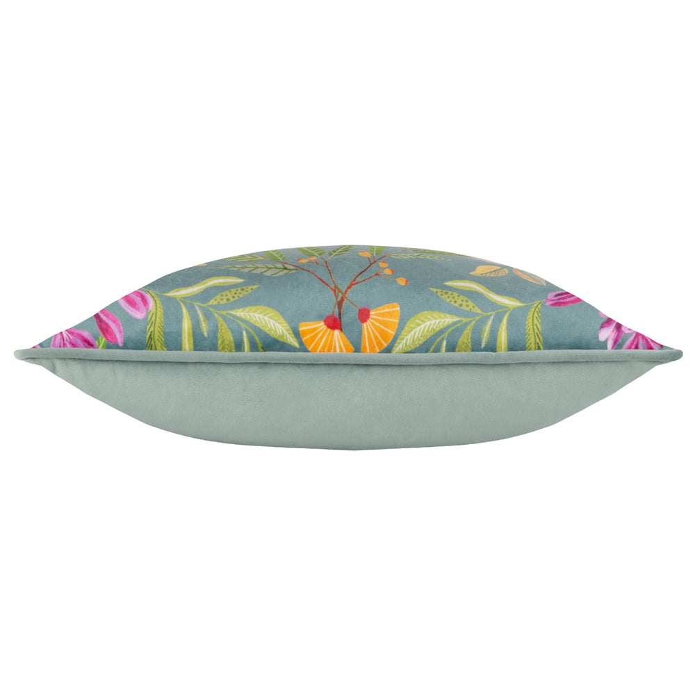 Floral Blue Cushions - House of Bloom Zinnia Bee Cushion Cover Steel Blue Wylder