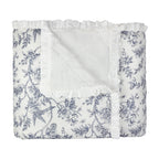 Floral Cream Bedding - Hermione Ruffled Cotton Bedspread Ivory/Blue Wylder