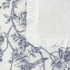 Floral Cream Bedding - Hermione Ruffled Cotton Bedspread Ivory/Blue Wylder