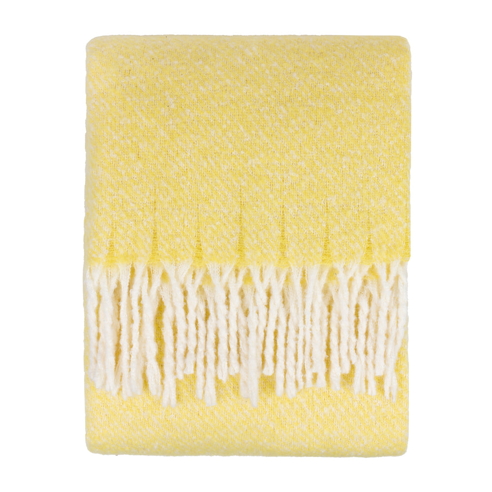 Plain Yellow Throws - Isla Woven Tasselled Throw Butter Yellow Wylder