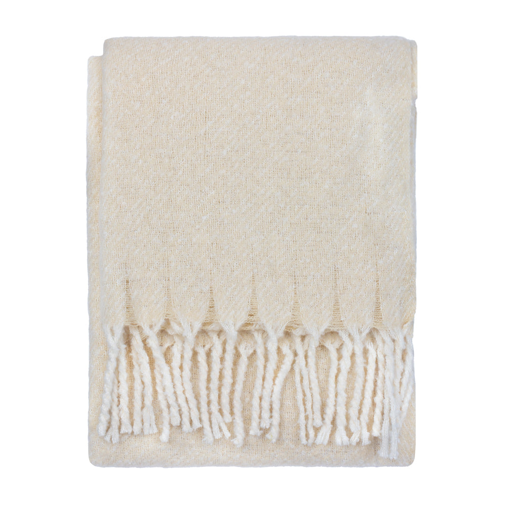 Plain Cream Throws - Isla Woven Tasselled Throw Cream Wylder