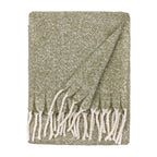 Plain Green Throws - Isla Woven Tasselled Throw Green Wylder