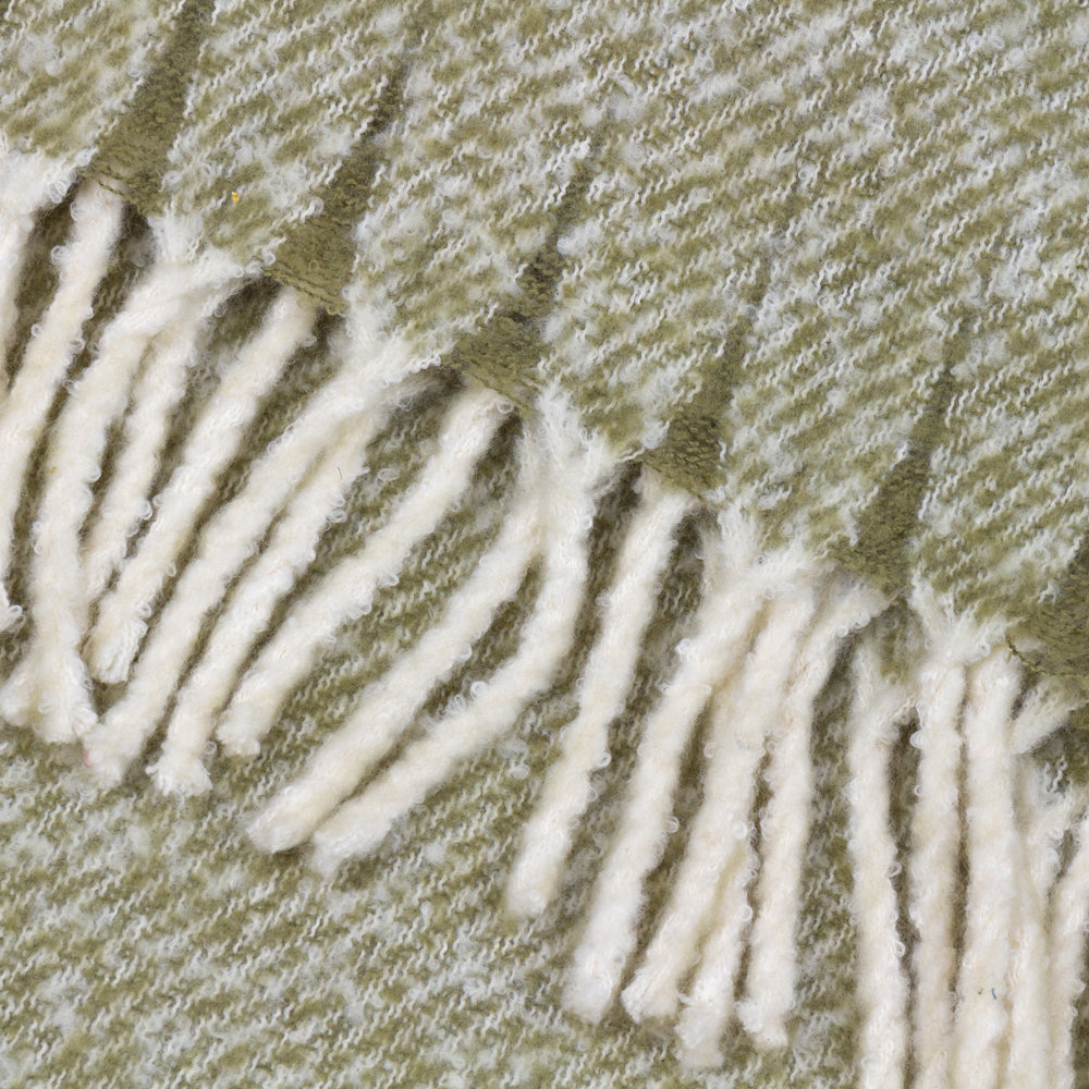 Plain Green Throws - Isla Woven Tasselled Throw Green Wylder