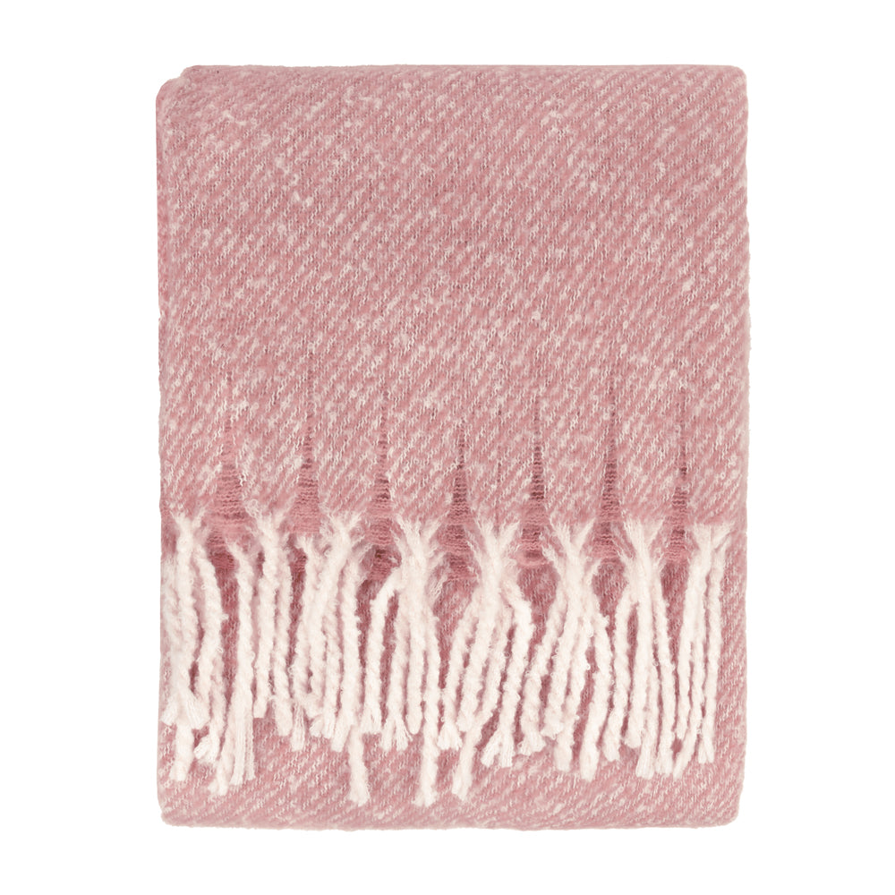 Plain Pink Throws - Isla Woven Tasselled Throw Heather Wylder
