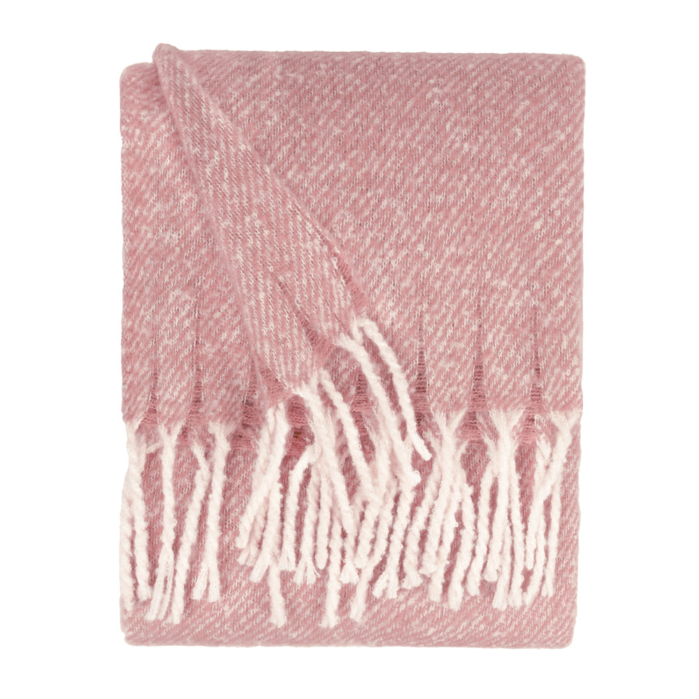 Plain Pink Throws - Isla Woven Tasselled Throw Heather Wylder