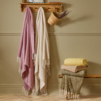 Plain Pink Throws - Isla Woven Tasselled Throw Heather Wylder
