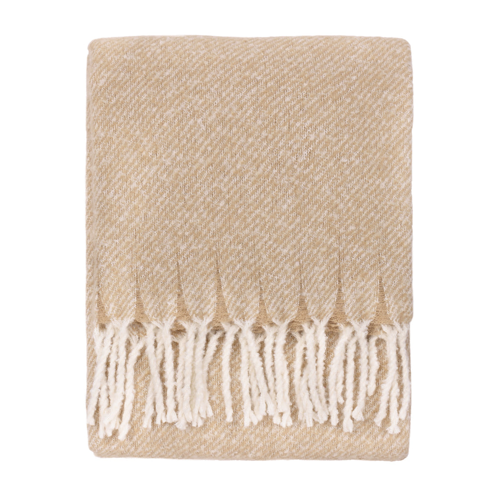 Plain Beige Throws - Isla Woven Tasselled Throw Natural Wylder