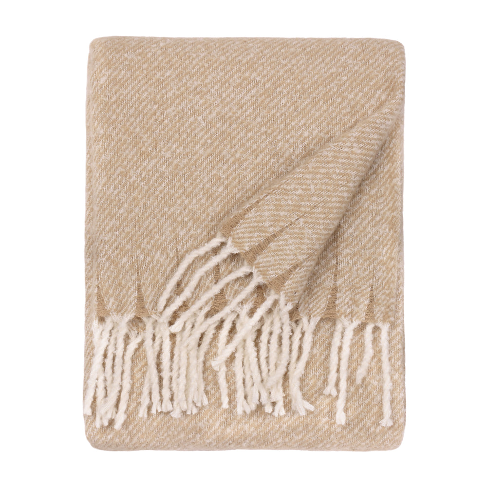 Plain Beige Throws - Isla Woven Tasselled Throw Natural Wylder