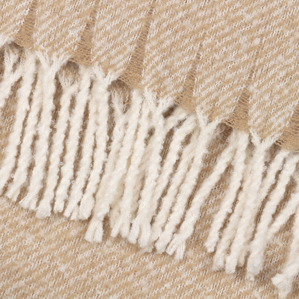 Plain Beige Throws - Isla Woven Tasselled Throw Natural Wylder