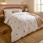 Floral White Bedding - Josephine Embroidered Muslin Duvet Cover Set White/Pink Wylder