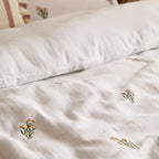 Floral White Bedding - Josephine Embroidered Muslin Duvet Cover Set White/Pink Wylder