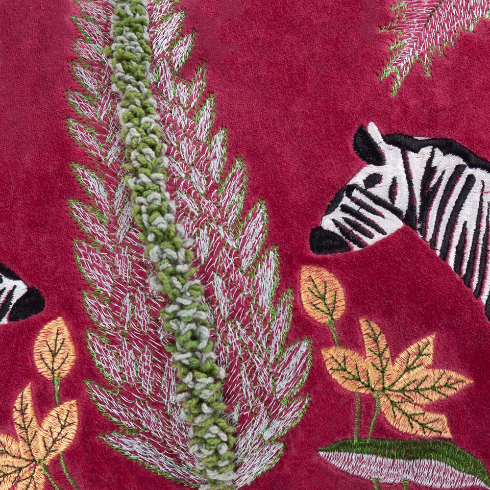 Animal Multi Cushions - Kalahari Embroidered Velvet Cushion Cover Multicolour Wylder Tropics