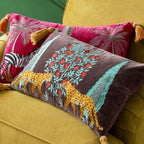 Animal Multi Cushions - Kalahari Embroidered Velvet Cushion Cover Multicolour Wylder Tropics