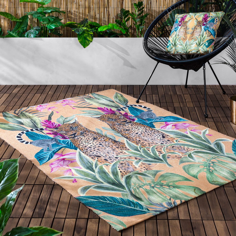 Animal Gold Rugs - Kali Leopards Outdoor Washable Rug Gold Wylder
