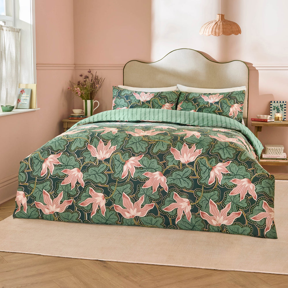 Floral Green Bedding  - Luella Printed Reversible Duvet Cover Set Juniper Green Wylder