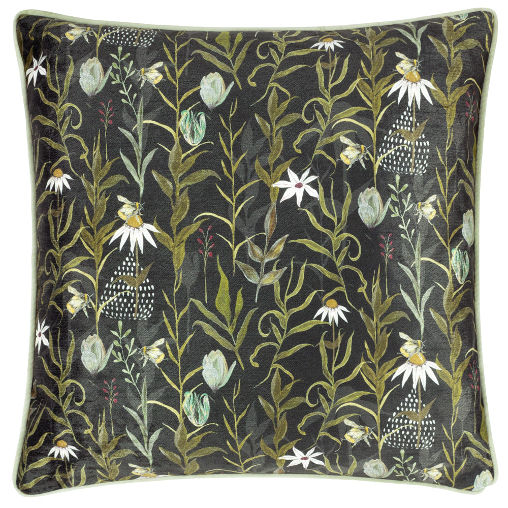 Floral Multi Cushions - Meadow Bloom Repeat Printed Chenille Cushion Cover Multicolour Wylder