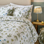 Floral White Bedding - Meadow 100% Cotton Floral Duvet Cover Set White/Cornflower Wylder