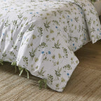 Floral White Bedding - Meadow 100% Cotton Floral Duvet Cover Set White/Cornflower Wylder