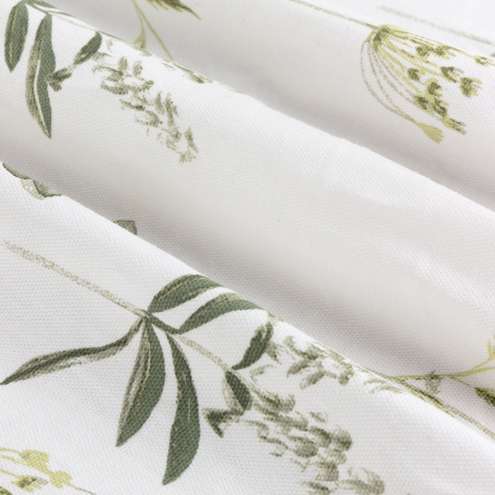 Floral White Curtains - Meadow Floral 100% Cotton Lined Pencil Pleat Curtains White/Cornflower Wylder