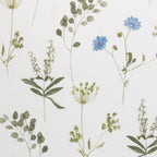 Floral White Curtains - Meadow Floral 100% Cotton Lined Pencil Pleat Curtains White/Cornflower Wylder