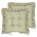 Striped Green Cushions - Millie Ruffle 2 Pack Indoor/Outdoor Seat Pads Green Wylder