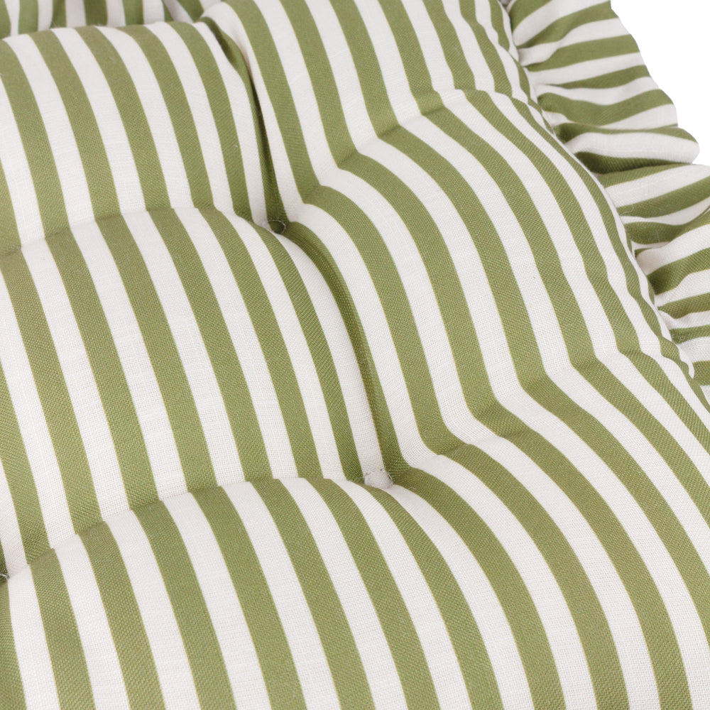 Striped Green Cushions - Millie Ruffle 2 Pack Indoor/Outdoor Seat Pads Green Wylder