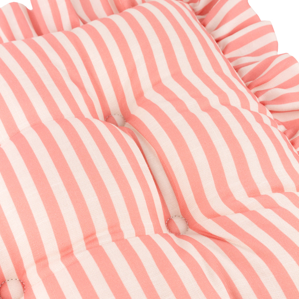 Striped Pink Cushions - Millie Ruffle 2 Pack Indoor/Outdoor Seat Pads Pink Wylder
