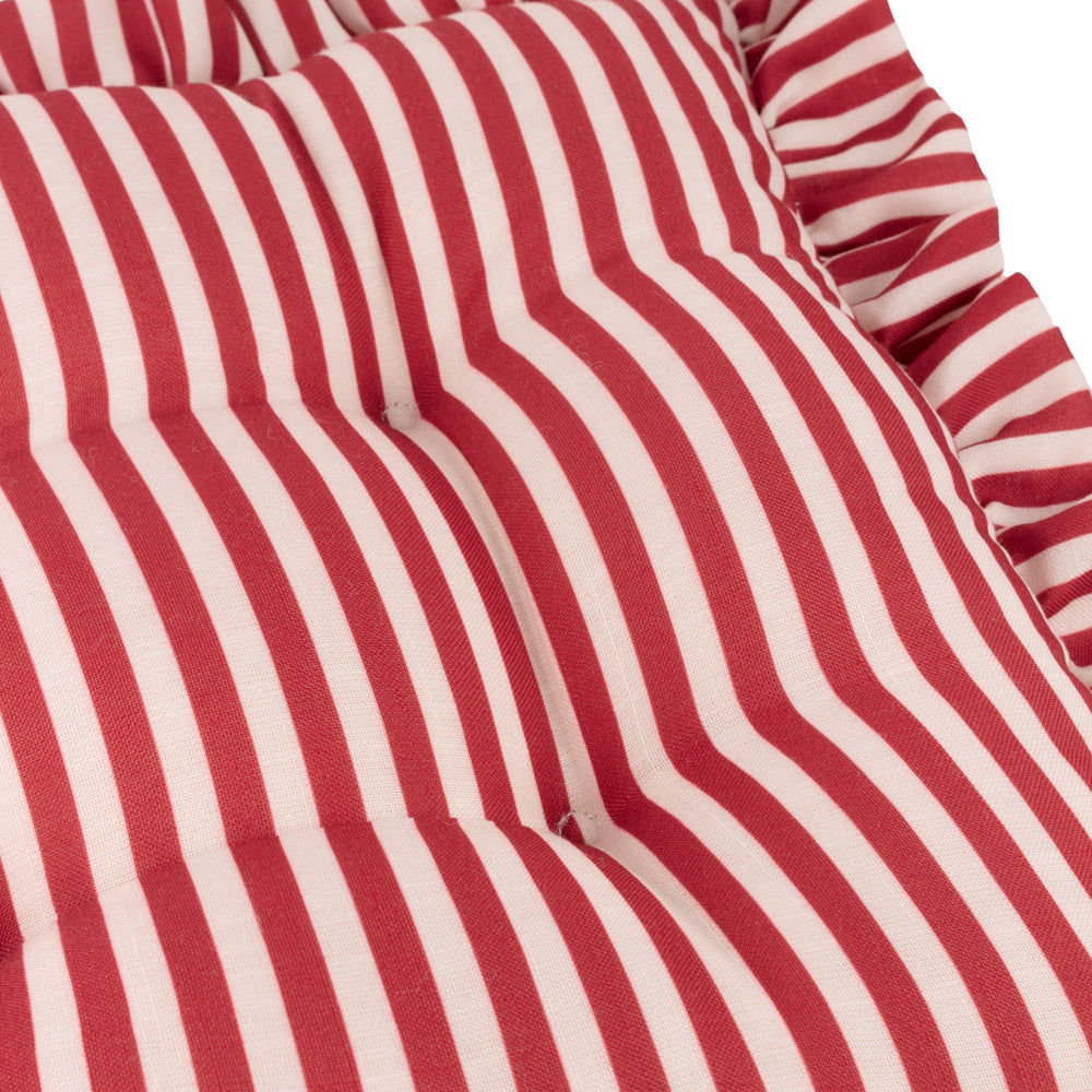Striped Red Cushions - Millie Ruffle 2 Pack Indoor/Outdoor Seat Pads Red Wylder