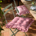 Striped Red Cushions - Millie Ruffle 2 Pack Indoor/Outdoor Seat Pads Red Wylder