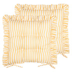Striped Yellow Cushions - Millie Ruffle 2 Pack Indoor/Outdoor Seat Pads Yellow Wylder