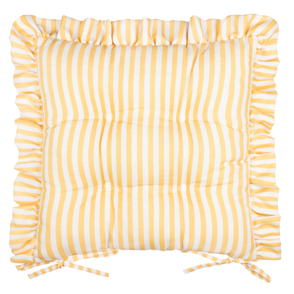 Striped Yellow Cushions - Millie Ruffle 2 Pack Indoor/Outdoor Seat Pads Yellow Wylder