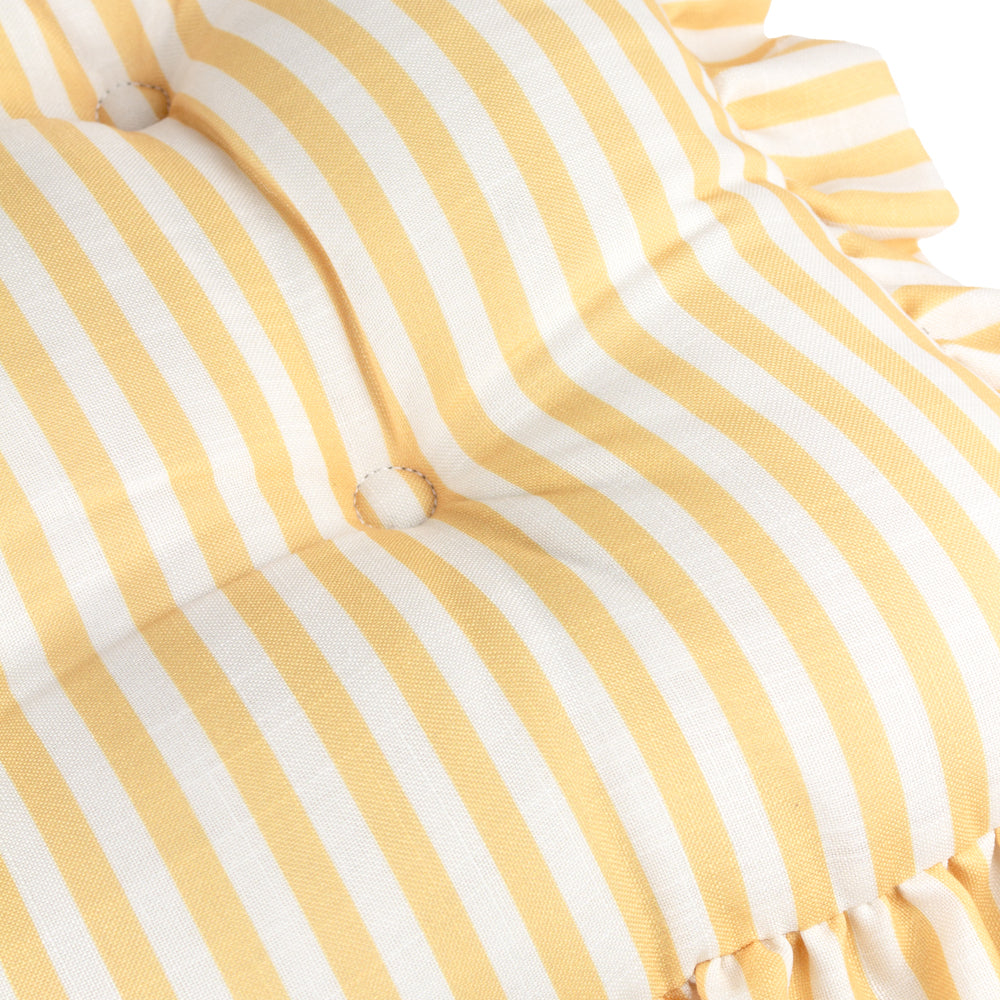 Striped Yellow Cushions - Millie Ruffle 2 Pack Indoor/Outdoor Seat Pads Yellow Wylder