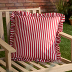 Striped Red Cushions - Millie Ruffle Striped Outdoor Cushion Cover Candy Red Wylder Nature