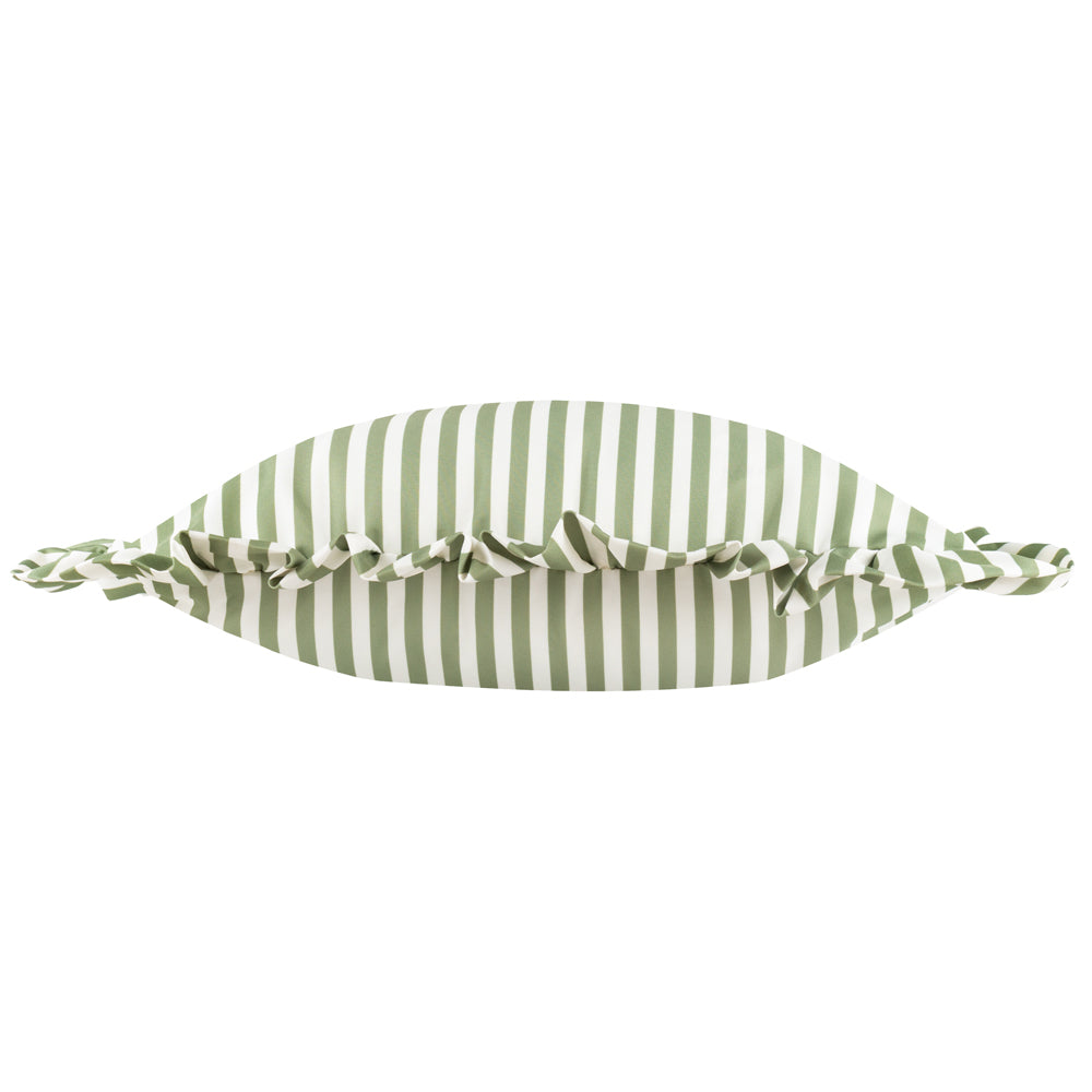 Striped Green Cushions - Millie Ruffle Striped Outdoor Cushion Cover Green Wylder