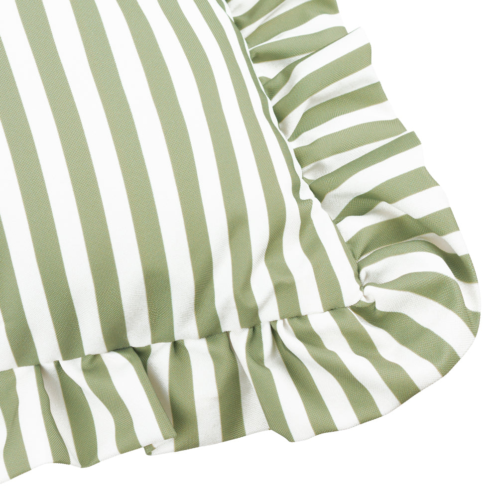 Striped Green Cushions - Millie Ruffle Striped Outdoor Cushion Cover Green Wylder