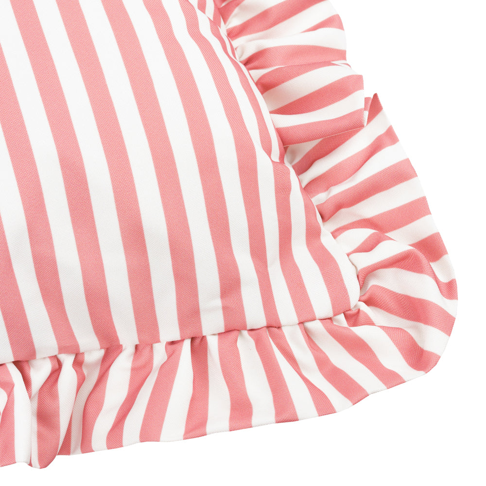 Striped Pink Cushions - Millie Ruffle Striped Outdoor Cushion Cover Pink Wylder