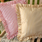 Striped Pink Cushions - Millie Ruffle Striped Outdoor Cushion Cover Pink Wylder