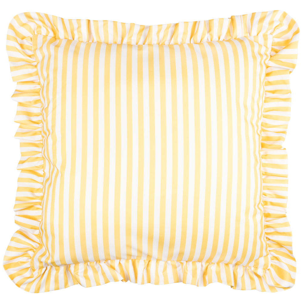 Striped Yellow Cushions - Millie Ruffle Striped Outdoor Cushion Cover Yellow Wylder