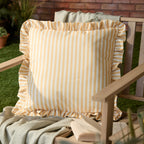 Striped Yellow Cushions - Millie Ruffle Striped Outdoor Cushion Cover Yellow Wylder