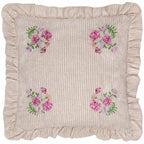 Floral Pink Cushions - Martha Embroidered Ruffle Cushion Cover Pink Wylder