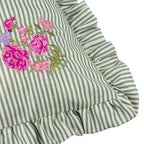 Floral Green Cushions - Martha Embroidered Ruffle Cushion Cover Sage Wylder