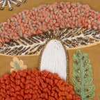 Woodland Gold Cushions - Mushroom Dell Embroidered Cotton Cushion Cover Autumn Gold Wylder
