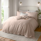 Plain Pink Bedding - Tilly 100% Cotton Ruffle Duvet Cover Set Blush Pink Wylder