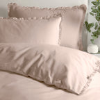 Plain Pink Bedding - Tilly 100% Cotton Ruffle Duvet Cover Set Blush Pink Wylder