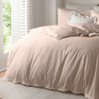 Plain Pink Bedding - Tilly 100% Cotton Ruffle Duvet Cover Set Blush Pink Wylder