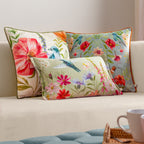 Animal Multi Cushions - Nectar Garden Hummingbird Velvet Cushion Cover Multicolour Wylder