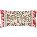 Floral Red Cushions - Okara Leopards Printed Ruffle  Cushion Cover Linen/Red Wylder Tropics