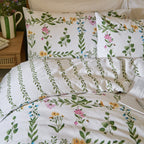 Floral Green Bedding - Olivia Reversible 100% Cotton Duvet Cover Set Green Wylder