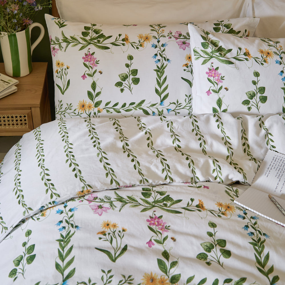 Floral Green Bedding - Olivia Reversible 100% Cotton Duvet Cover Set Green Wylder