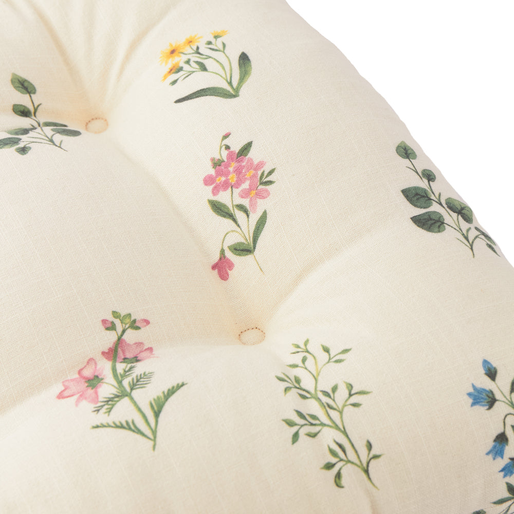 Floral Green Cushions - Olivia 2 Pack Slub Cotton Seat Pads Green Wylder